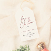 Moderne minimalistische vrolijke kerst aangepaste cadeaulabel