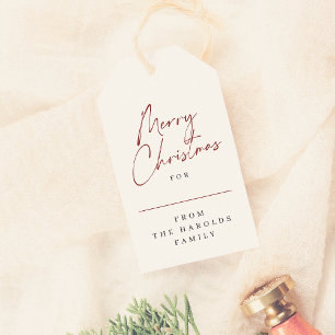 Moderne minimalistische vrolijke kerst aangepaste cadeaulabel