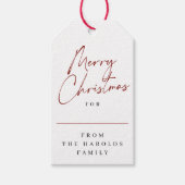 Moderne minimalistische vrolijke kerst aangepaste  cadeaulabel (Voorkant)