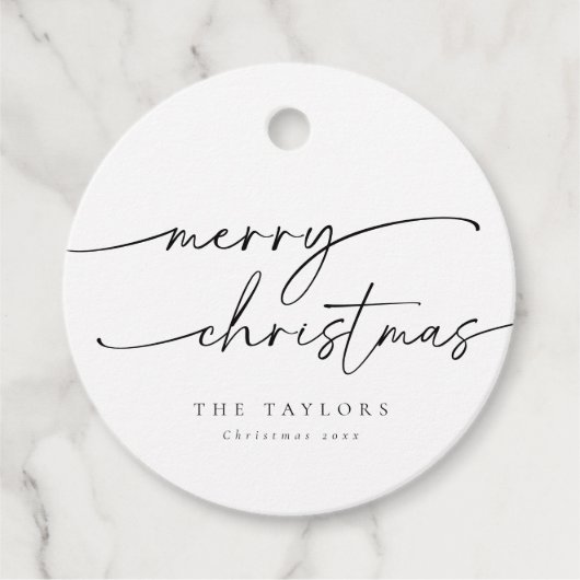 Moderne minimalistische vrolijke kerst bedankjes labels (Voorkant)