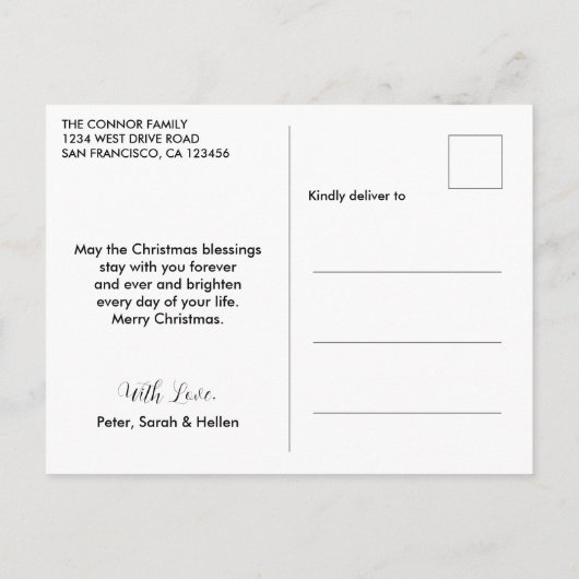 Moderne minimalistische vrolijke kerst één foto briefkaart (Achterkant)