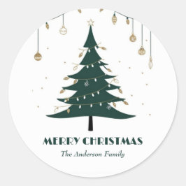 Moderne minimalistische vrolijke kerst elegant ronde sticker