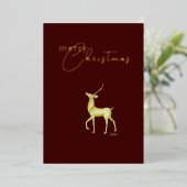 Moderne minimalistische vrolijke kerst gouden rend folie feestdagenkaart (Staand Voorkant)