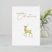 Moderne minimalistische vrolijke kerst gouden rend folie feestdagenkaart (Staand Voorkant)