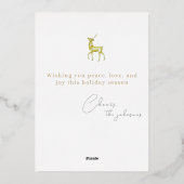 Moderne minimalistische vrolijke kerst gouden rend folie feestdagenkaart (Achterkant)