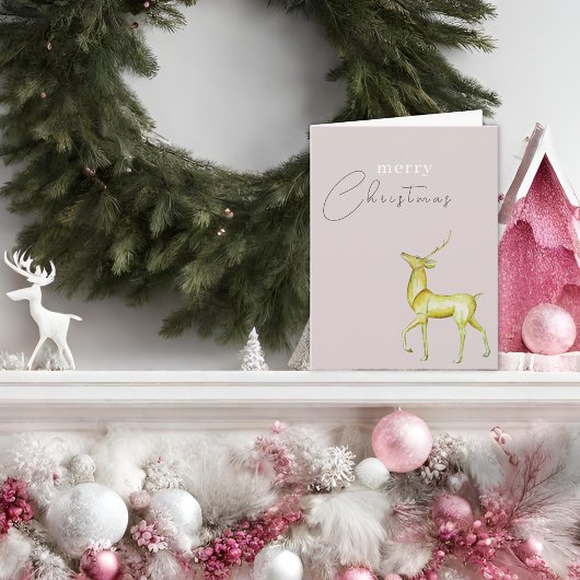 Moderne minimalistische vrolijke kerst gouden rend kaart