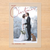 Moderne minimalistische vrolijke kerst Pas getrouw Acryl Uitnodigingen (Voorkant)