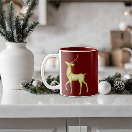 Moderne minimalistische vrolijke kerst rendieren tweekleurige koffiemok