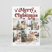 Moderne minimalistische vrolijke kerst vier foto r feestdagenkaart (Staand voorkant)