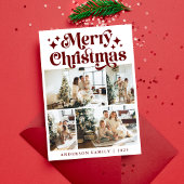 Moderne minimalistische vrolijke kerst vier foto r feestdagenkaart