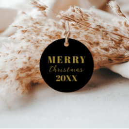 Moderne minimalistische vrolijke kerst zwart goud bedankjes labels