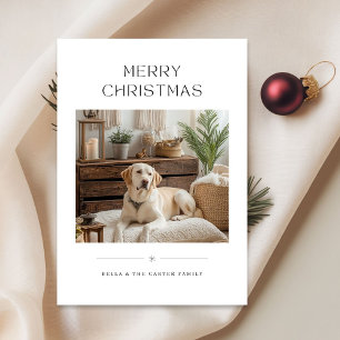 Moderne Minimalistische Vrolijke Kerstfeest Hond F Feestdagenkaart