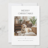 Moderne Minimalistische Vrolijke Kerstfeest Hond F Feestdagenkaart (Voorkant)