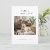 Moderne Minimalistische Vrolijke Kerstfeest Hond F Feestdagenkaart (Staand voorkant)