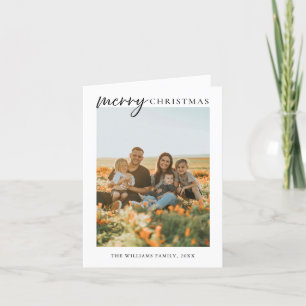 Moderne minimalistische vrolijke kerstfoto feestdagen kaart