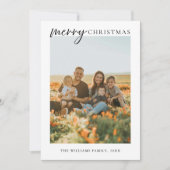 Moderne minimalistische vrolijke kerstfoto feestdagenkaart (Voorkant)