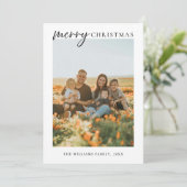 Moderne minimalistische vrolijke kerstfoto feestdagenkaart (Staand voorkant)