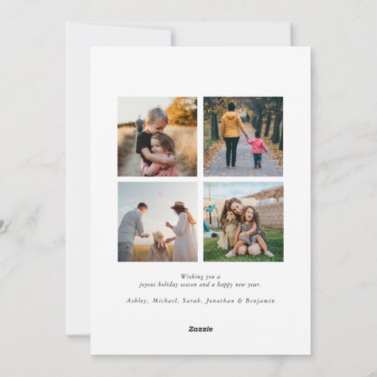 Moderne minimalistische vrolijke kerstfoto feestdagenkaart (Achterkant)