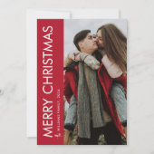 Moderne minimalistische vrolijke kerstfoto feestdagenkaart (Voorkant)