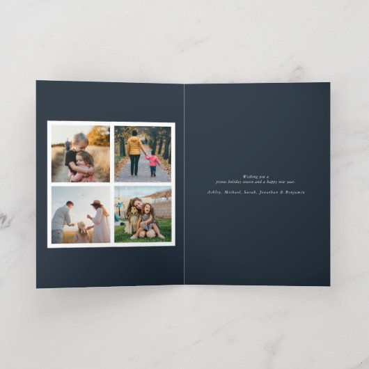 Moderne minimalistische vrolijke kerstfoto folie feestdagenkaart (Binnenlaag)