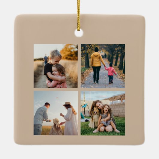 Moderne minimalistische vrolijke kerstfoto keramisch ornament (Achterkant)