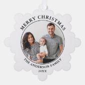 Moderne minimalistische vrolijke kerstfoto ornament kaart (Voorkant)