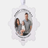 Moderne minimalistische vrolijke kerstfoto ornament kaart (Links)