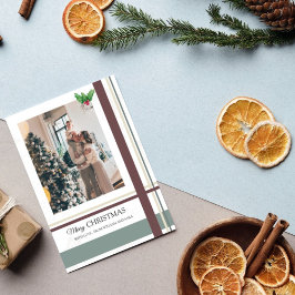 Moderne minimalistische vrolijke kerstvakantie fot feestdagenkaart