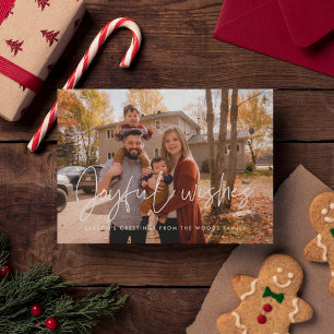 Moderne minimalistische vrolijke wensen Foto Kerst Feestdagenkaart