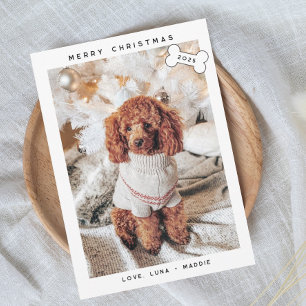 Moderne minimalistische vrolijke woofmas feestdagenkaart