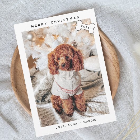 Moderne minimalistische vrolijke woofmas feestdagenkaart