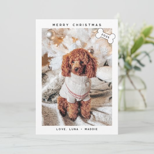 Moderne minimalistische vrolijke woofmas feestdagenkaart (Staand voorkant)