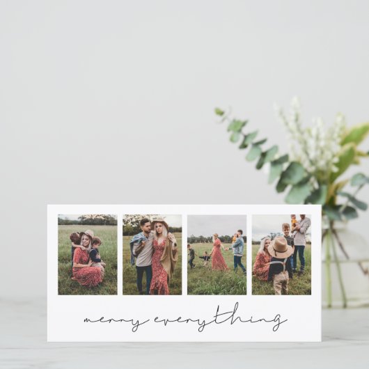 Moderne minimalistische vrolijkheid alles 4 foto c feestdagenkaart (Staand voorkant)