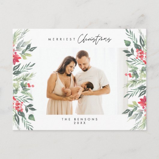 Moderne minimalistische, vrolijkste kerst familie  briefkaart (Voorkant)