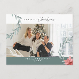 Moderne minimalistische, vrolijkste kerst familie  briefkaart