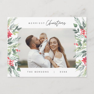 Moderne minimalistische, vrolijkste kerstfamilie briefkaart
