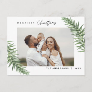 Moderne minimalistische, vrolijkste kerstfamilie briefkaart