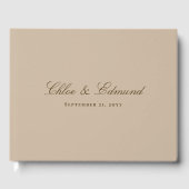 Moderne Minimalistische Warme Beige Bruiloft Gastenboek (Voorkant)
