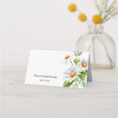 Moderne minimalistische Watercolol Daisy Bruiloft Plaatskaartje (Achterkant)