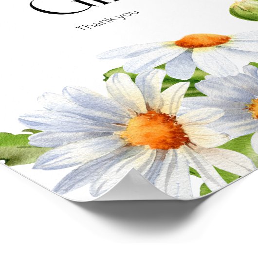 Moderne Minimalistische Watercolol Daisy kaarten e Poster (Hoek)