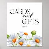 Moderne Minimalistische Watercolol Daisy kaarten e Poster (Voorkant)