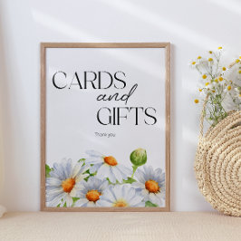 Moderne Minimalistische Watercolol Daisy kaarten e Poster