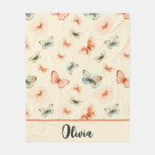 Moderne Minimalistische Watercolor Vlinders Fleece Deken (Voorkant)