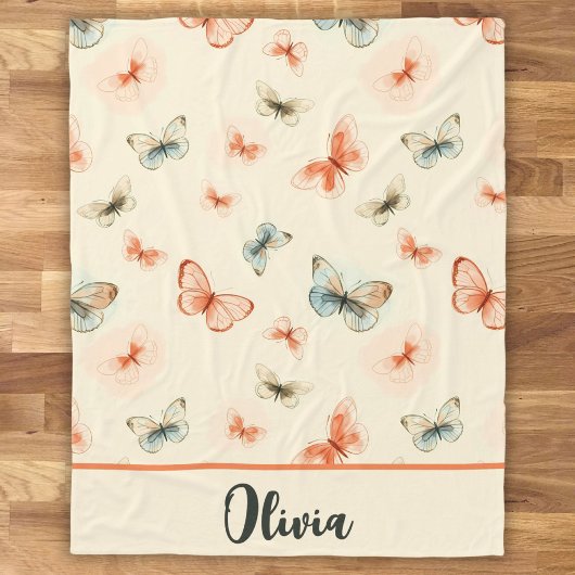 Moderne Minimalistische Watercolor Vlinders Fleece Deken