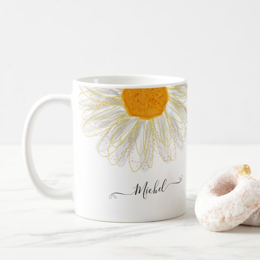 Moderne minimalistische waterkolol kamille koffiemok (Met donut)