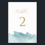 Moderne minimalistische Waterverf Beach bruiloft Kaart<br><div class="desc">Dubbelzijdig minimalistische Beach bruiloft aqua wit en goud Tafelnummer met eenvoudige waterverf water splash</div>
