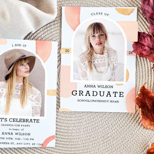 Moderne minimalistische Waterverf foto Afstuderen Kaart