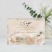 Moderne minimalistische Waterverf fotobruiloft RSVP Kaartje (Staand voorkant)