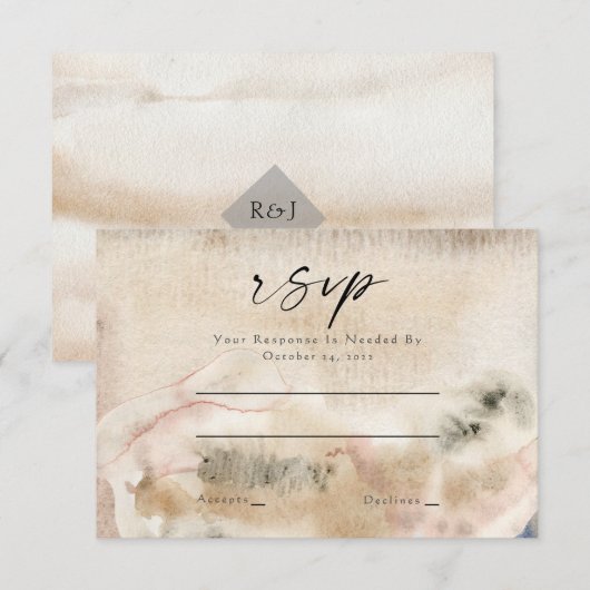 Moderne minimalistische Waterverf fotobruiloft RSVP Kaartje (Voorkant / Achterkant)