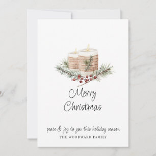 Moderne Minimalistische Waterverf Kerstkaarsen & D Kaart